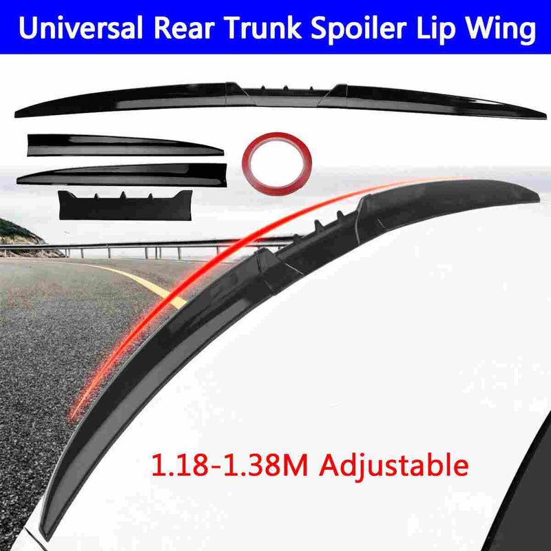 Universal 1.18-1.35M Adjustable Matt Black Car Rear Trunk Spoiler Lip Wing