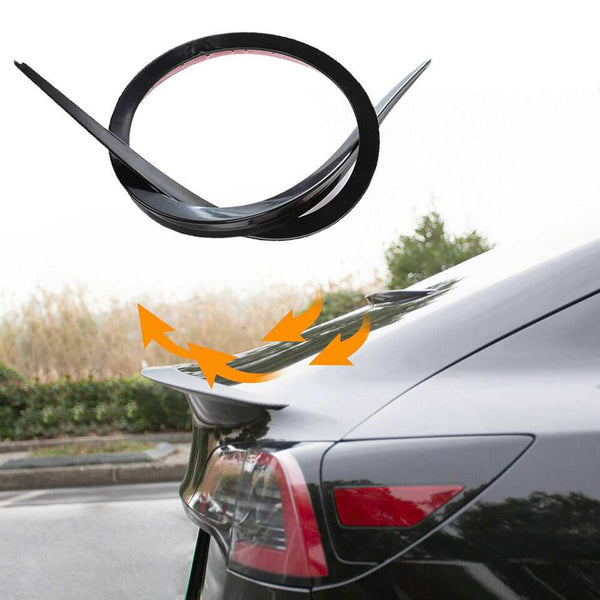 Universal 1.2M Golssy Black Car Rear Wing Lip Spoiler Tail Trunk Roof Trim Sticker