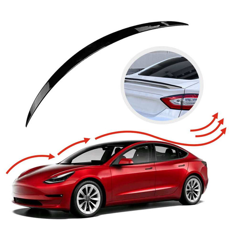 Universal 1.2M Golssy Black Car Rear Wing Lip Spoiler Tail Trunk Roof Trim Sticker