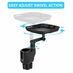 Universal 360 Swivel Arm Car Cup Holder Tray Dining Table For Car