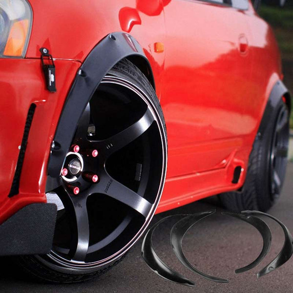 Universal Car Fender Flares 4 Pieces Flexible Yet Durable Polyurethane Black PU