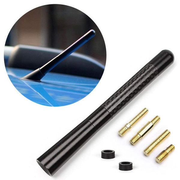 Universal Carbon BLACK Aluminum Fiber Car Auto AM/FM Radio Aerial Antenna + Screw
