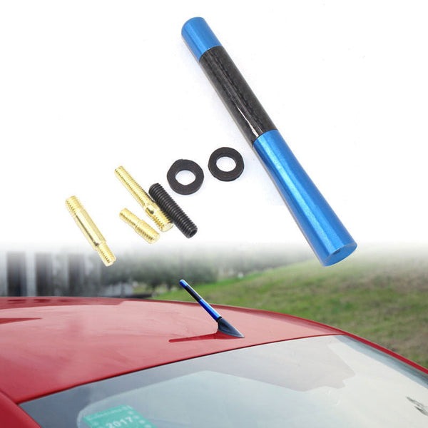 Universal Carbon BLACK Aluminum Fiber Car Auto AM/FM Radio Aerial Antenna + Screw