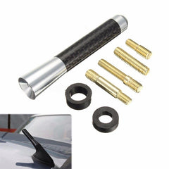Universal Carbon BLACK Aluminum Fiber Car Auto AM/FM Radio Aerial Antenna + Screw