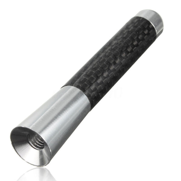 Universal Carbon BLACK Aluminum Fiber Car Auto AM/FM Radio Aerial Antenna + Screw
