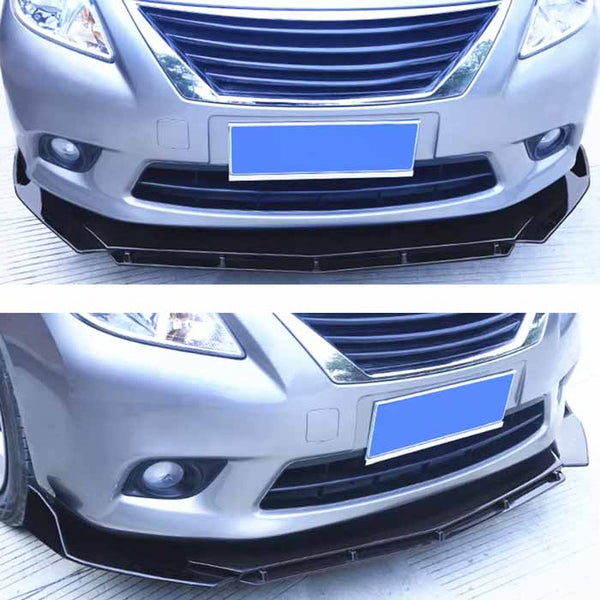 Universal Front Bumper Lip Splitter Cut Type Glossy Black