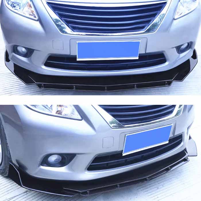 Universal Front Bumper Lip Splitter Cut Type Glossy Black