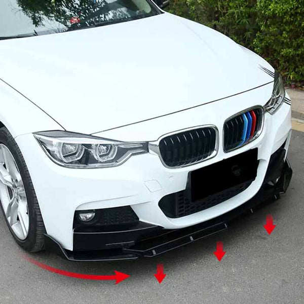 Universal Front Bumper Lip Splitter Cut Type Glossy Black