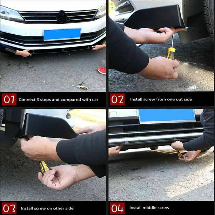 Universal Front Bumper Lip Splitter Cut Type Glossy Black