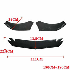 Universal Front Bumper Lip Splitter Cut Type Glossy Black