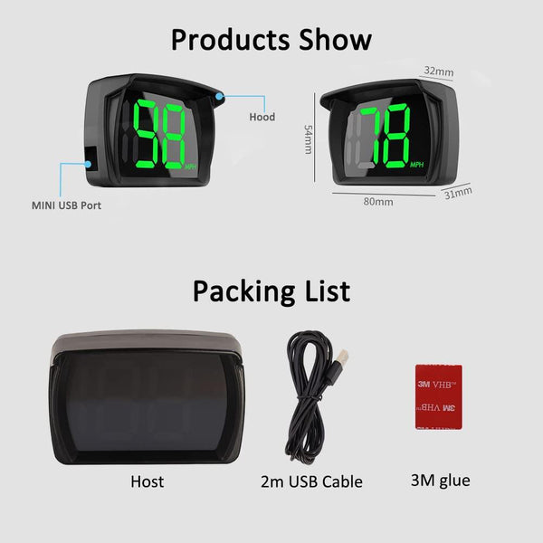 Universal HUD GPS Speedometer Digital Speed Meter Head Up Display for Cars Trucks USB Plug and Play KMH MPH New Car Accessories Electronics Factory Direct Offer Low Cost
