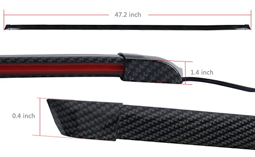Universal LED Spoiler Strip Lights, 48 inch Black Carbon Fiber Finish Tailgate Light Bar with Brake Light/Turn Signal Lights/Running Light Fits for Most Cars