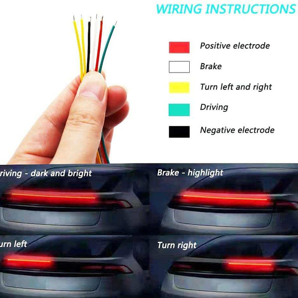 Universal LED Spoiler Strip Lights, 48 inch Black Carbon Fiber Finish Tailgate Light Bar with Brake Light/Turn Signal Lights/Running Light Fits for Most Cars