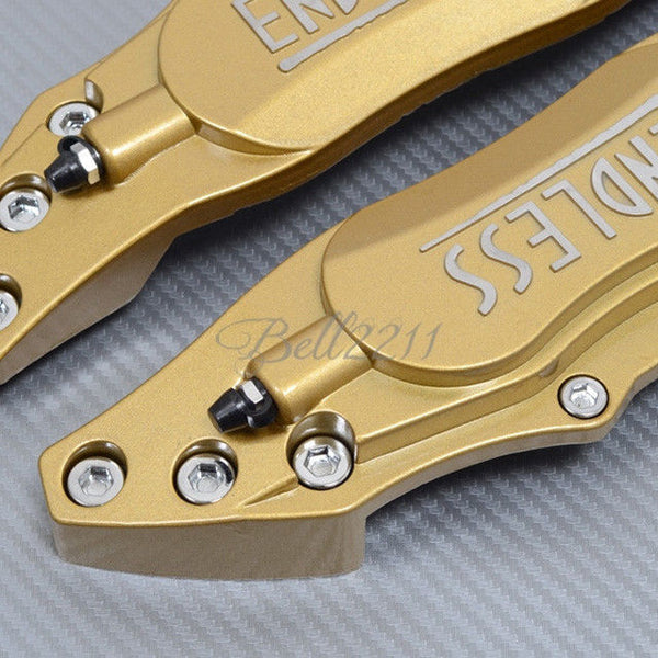 2pc Universal Car Aluminum Alloy ENDLESS Front & Rear Disc Brake Caliper Cover Small Size (Golden Color)