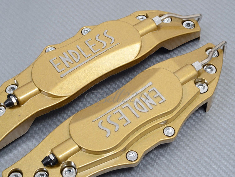 2pc Universal Car Aluminum Alloy ENDLESS Front & Rear Disc Brake Caliper Cover Small Size (Golden Color)