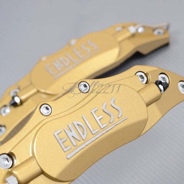 2pc Universal Car Aluminum Alloy ENDLESS Front & Rear Disc Brake Caliper Cover Small Size (Golden Color)