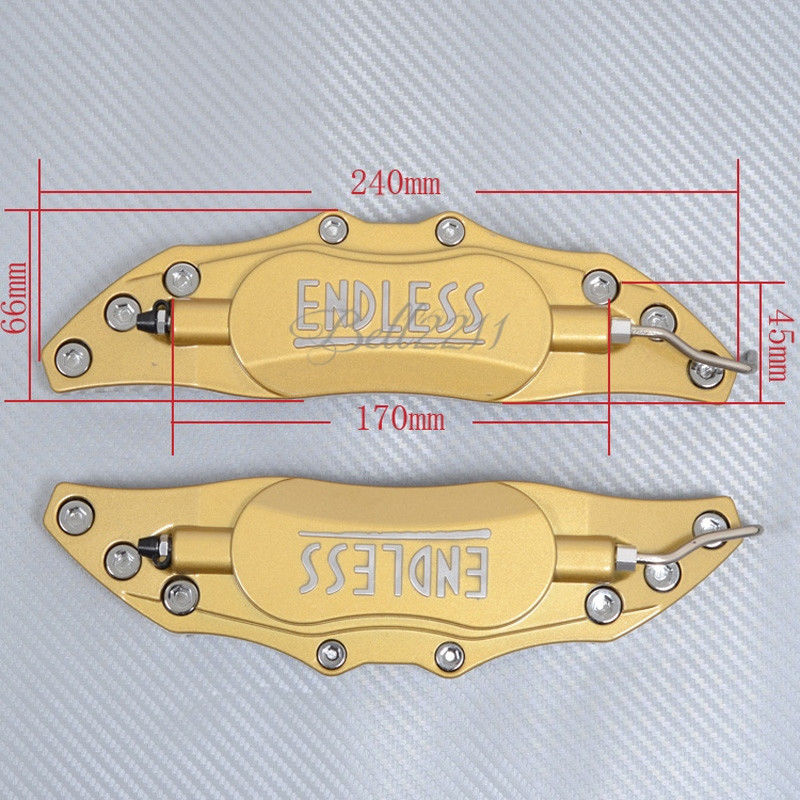 2pc Universal Car Aluminum Alloy ENDLESS Front & Rear Disc Brake Caliper Cover Small Size (Golden Color)