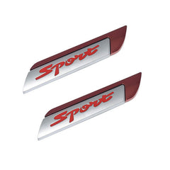 Red Sport 2pcs Universal Logo Car Metal Alloy Body Side Fender Emblem(Metal)
