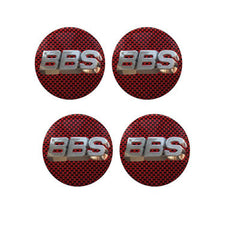 4pcs Red And Silver BBS Logo Emblem Car Wheel Center Hub Cap Caps Badge Sticker Decal 60mm