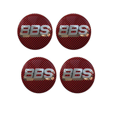 4pcs Red And Silver BBS Logo Emblem Car Wheel Center Hub Cap Caps Badge Sticker Decal 60mm