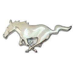 Front Grill Silver Galloping Horse 3D Car Emblem Tuning Metal Logo Badge