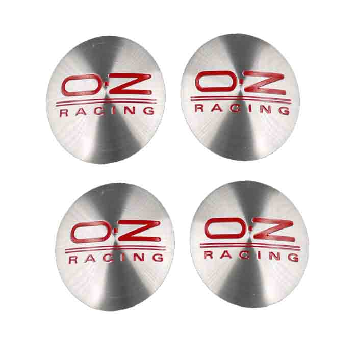 4pcs O.Z RACING Red And Silver Emblem Car Wheel Center Hub Cap Caps Badge Sticker Decal 60mm