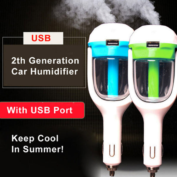 Car Air Humidifier And Oil Diffuser with USB Changer Portable Mini Ultrasonic Air Fresher (Assorted Color)