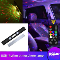 USB Car Atmosphere Lamp Star Light Interior Ambient Rechargeable Music Control D88