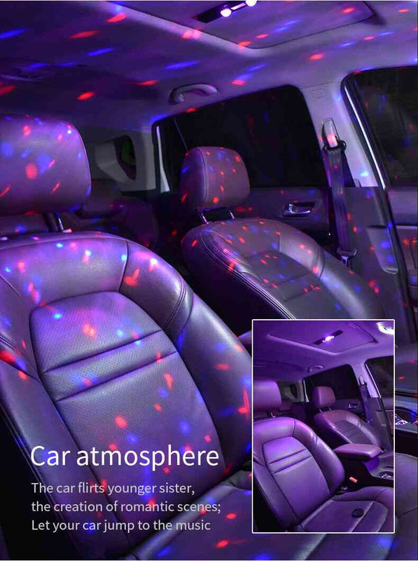 USB Car Atmosphere Lamp Star Light Interior Ambient Rechargeable Music Control D88