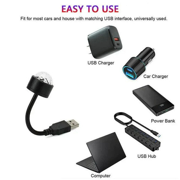 USB STAR NIGHT LIGHT PROJECTOR AND MINI DISCO BALL LIGHT ROOF INTERIOR CAR CEILING LIGHT