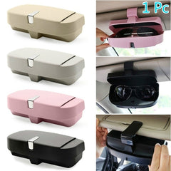 BLACK Glasses Holder for Car Sun Visor, Universal Car Sunglasses Eyeglasses Case Storage Box Organizer Car Glasses Holder Sun Visor Clip with Ticket Card Holder and Magnetic Function
