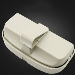 BEIGE Glasses Holder for Car Sun Visor, Universal Car Sunglasses Eyeglasses Case Storage Box Organizer Car Glasses Holder Sun Visor Clip with Ticket Card Holder and Magnetic Function