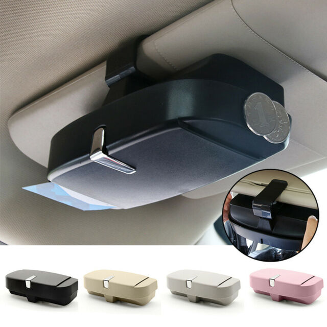 BLACK Glasses Holder for Car Sun Visor, Universal Car Sunglasses Eyeglasses Case Storage Box Organizer Car Glasses Holder Sun Visor Clip with Ticket Card Holder and Magnetic Function