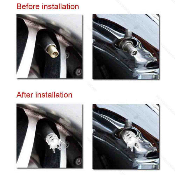 4 Pieces Silver Chrome Crown Wheel Tire Valve Stem Air Dust Caps Cover