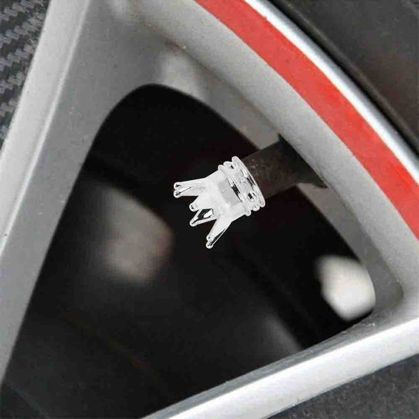 4 Pieces Silver Chrome Crown Wheel Tire Valve Stem Air Dust Caps Cover