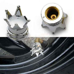 4 Pieces Silver Chrome Crown Wheel Tire Valve Stem Air Dust Caps Cover