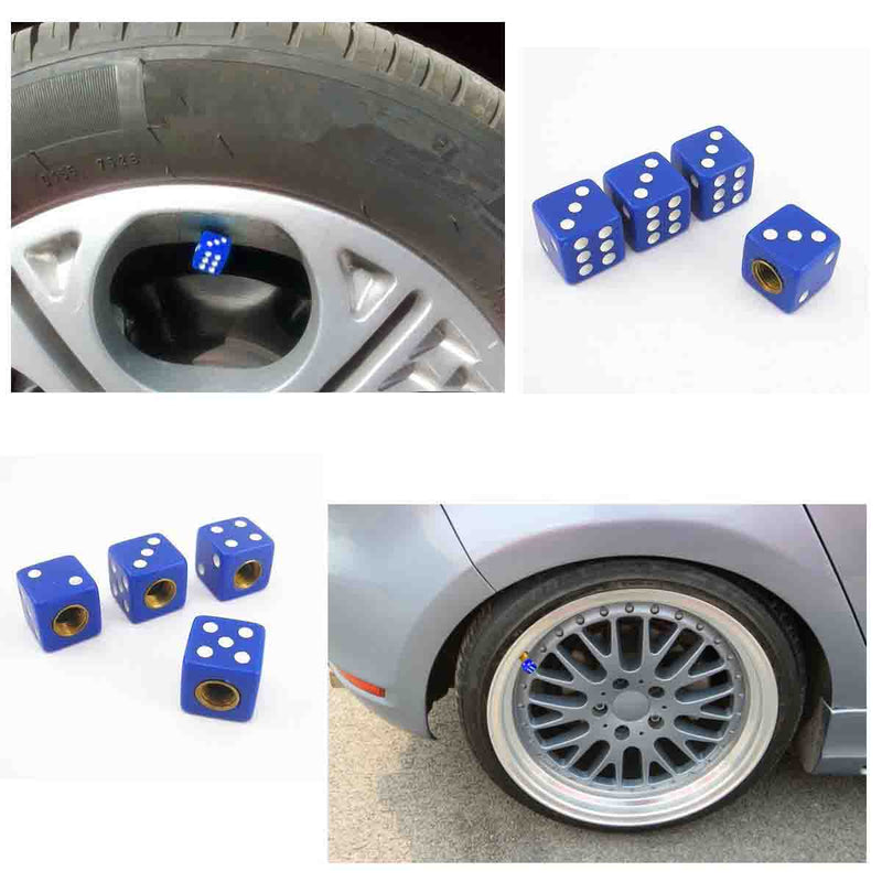 4pcs Silver Dice Aluminum Wheel Tire Valve Stem Air Dust Caps Cover