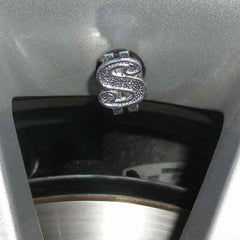 4 Pieces Chrome Money Dollar $ Sign Wheel Tire Valve Stem Air Dust Caps Cover