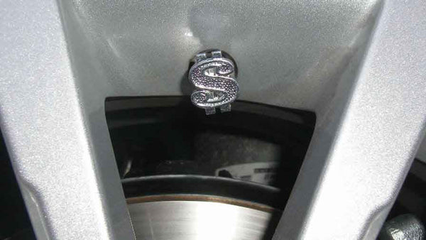 4 Pieces Chrome Money Dollar $ Sign Wheel Tire Valve Stem Air Dust Caps Cover