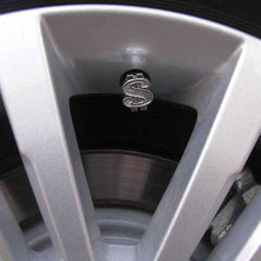 4 Pieces Chrome Money Dollar $ Sign Wheel Tire Valve Stem Air Dust Caps Cover