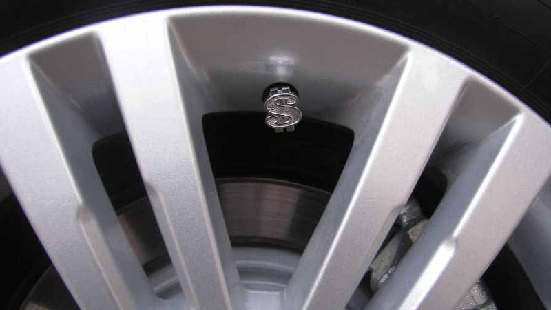 4 Pieces Chrome Money Dollar $ Sign Wheel Tire Valve Stem Air Dust Caps Cover
