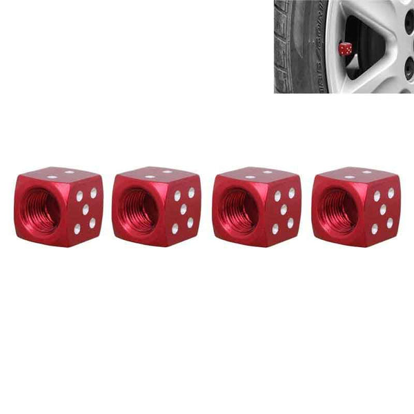 4pcs Silver Dice Aluminum Wheel Tire Valve Stem Air Dust Caps Cover