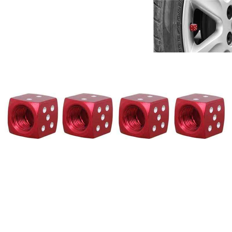 4pcs Silver Dice Aluminum Wheel Tire Valve Stem Air Dust Caps Cover