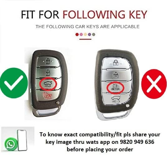 Venue, Elantra, Tucson, I20 N Line 2021, Creta 2020, i20 2020 Hyundai 4 Button Smart Key Cover Case With Keychain