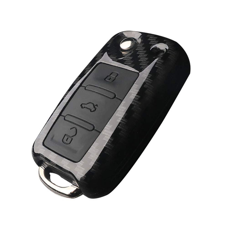 Volkswagen 3 Button ABS+Silicone Flip Key Cover Case With Keychain Suitable For TIGUAN, T-ROC, NEW JETTA