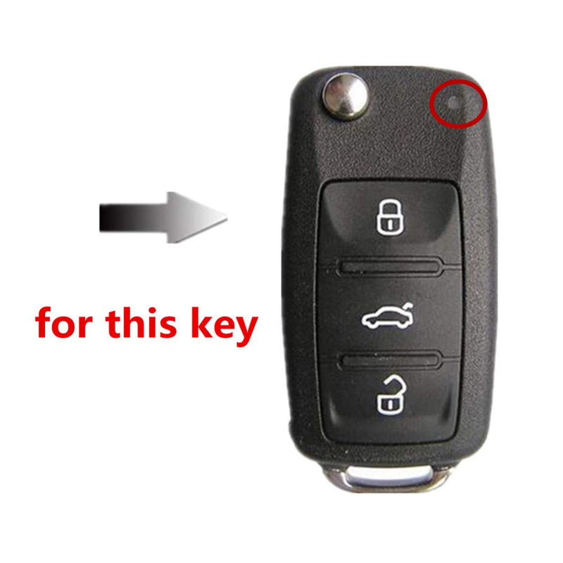 Volkswagen 3 Button ABS+Silicone Flip Key Cover Case With Keychain Suitable For TIGUAN, T-ROC, NEW JETTA