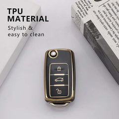 Volkswagen 3 Button Flip Key TPU Key Cover For Polo, Vento, Jetta, Ameo