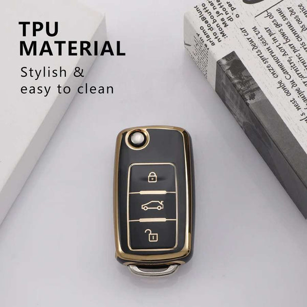 Volkswagen 3 Button Flip Key TPU Key Cover For Polo, Vento, Jetta, Ameo