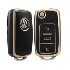 Volkswagen 3 Button Flip Key TPU Key Cover For Polo, Vento, Jetta, Ameo