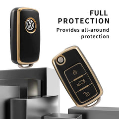 Volkswagen 3 Button Flip Key TPU Key Cover For Polo, Vento, Jetta, Ameo
